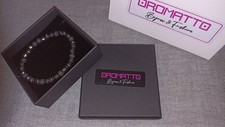 OroMatto - BRACCIALE Braccialetto UOMO DONNA ELASTICIZZATO nero PIETRE METALLO