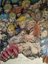 Disegno a matita Caran d'ache Street fighter x tekken