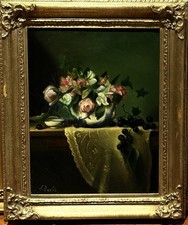 Antico dipinto ad olio natura