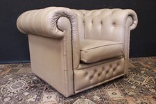 Poltrona originale Chesterfield Chester club / pelle bianco avorio / inglese /UK