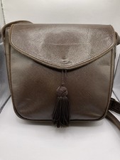 Prada Borsa Tracolla In Pelle Saffiano Marrone Con Patella Vintage 