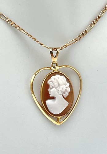 Ciondolo cuore oro 18kt - oro, cammeo