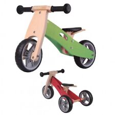 Triciclo Bicicletta da Bambini Legno Verde Pedagogica Senza Pedali a Spinta Bici