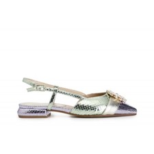 Cafe Noir BALLERINA APERTA DIETRO IN STAMPA LAMINATA EFFETTO VIPERINA FIBBIA STR