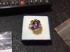 ANELLO IN ARGENTO PLACCATO IN ORO CON  TORMALINE NATURALI BRASILIANE MIS.17,5