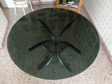 Tavolo vintage anni 70 in acciaio e cristallo