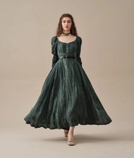 Abito medio 100% lino, verde