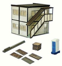 TOMIX SET UFFICI CANTIERE 051 con VARI ACCESSORI PALAZZINA UFFICI DECALS SCALA-N