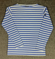 Top vintage Herve Chapelier donna S blu righe bianche manica lunga preppy anni 90