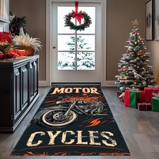 Retro motorcycle runner rug - retro,