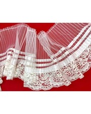 50 Cm Passamaneria Plissè Balza Riga Raso Bianco Tulle Pizzo Elastico Rashel Lat