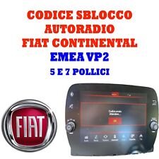 CODICE SBLOCCO AUTORADIO FIAT CONTINENTAL EMEA  2015 al 2020