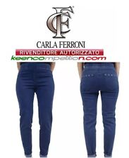 ★ CARLA FERRONI PANTALONE JEANS DONNA CON ELASTICO IN VITA MADE IN ITALY ★