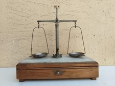 ANTICA XIX secolo BILANCIA DI PRECISIONE DA OREFICERIA OREFICE CON ALCUNI PESI