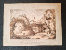 VEDUTA TEMPIO DI SERAPIDE A POZZUOLI NAPOLI ANTICA STAMPA