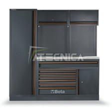 Arredo officina BETA C45PRO EX piano inox cassettiera lunga americana armadio