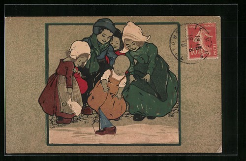 Litografia bambini olandesi - litografia,