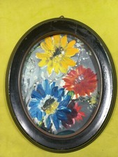 Cornice dei primi del 900 con pittura floreale  ad olio su tela