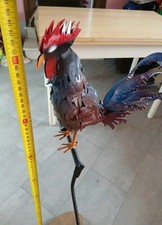 Gallo In Ferro Battuto Verniciato Artista Italiano