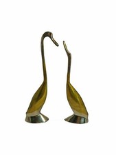 Coppia Di Anatre Miniature Gialle In Ottone 22 Cm Oggetto Da Regalo