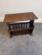 Vintage Magazine Newspaper Basket Rack Side Table Solid Wood
