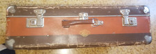 Antica Valigia anni 40 in cartone marrone da viaggio manico in metallo