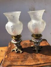 COPPIA DI ANTICHI LUMI -  LUME  IN OTTONE E CERAMICA ANTICA - FINE '800 