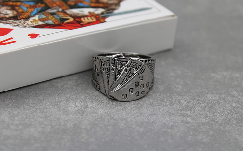 Anello uomo argento poker ring - anello,