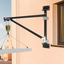 Wall Mount Swing Jib Crane, Hoist Bracket, Black Lifting Arm W/ 200kg Capacity