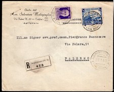 1940 Raccomandata per Palermo con lire 1,25 Ferrovie è c. 50 viola.