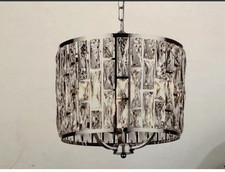 Lampadario a sospensione 3 luci Next Milano cornice cromata perle vetro sfaccettato 240€