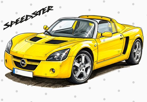 Opel speedster art print - opel,