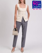 Pantaloni chino MANUEL RITZ RRP €698 W33 blu leggeri Glen Check