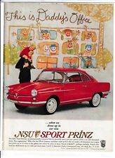 Original 1960 NSU Prinz Magazine Ad "This is Daddy's Office"