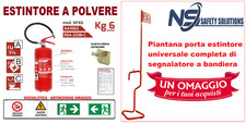 Estintore A Polvere 6 Kg   staffa  Certificazione  Cartello in Regalo Piantana