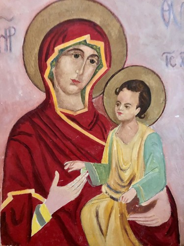 Madonna bambino antico olio - madonna,