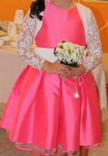 Vestito Bambina Elegante Fuxia con coprispalle panna. In ottime condizioni 