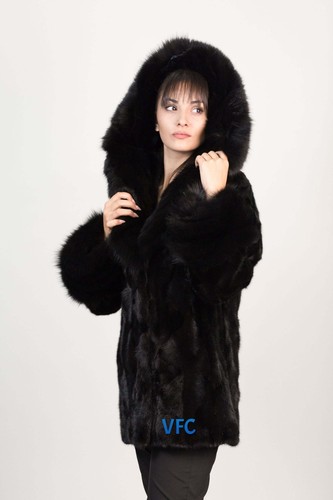 Cappotto visone nero con
