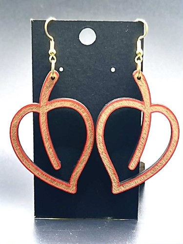 Orecchino legno cuore - legno,