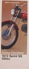 Harley-Davidson 1972 ORIGINALE Sprint SS 350 Brochure Motocicli