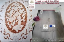 TENDA  LINO RICAMO A MANO INTAGLIO RICCO  cm. 310 x 240 colore bianco .