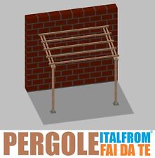 Pergola in Legno Impregnato Addossata Gazebo Tettoia Pompeiana Tassella 2X3X2,5h