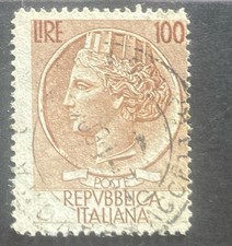 Italia Repubblica 1955 Turrita Lite 100 Tassello Inferiore Mancante Colore 