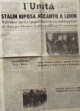 L'UNITA' MORTE STALIN QUOTIDIANO ORIGINALE 10/3/1953 RIPOSA ACCANTO LENIN
