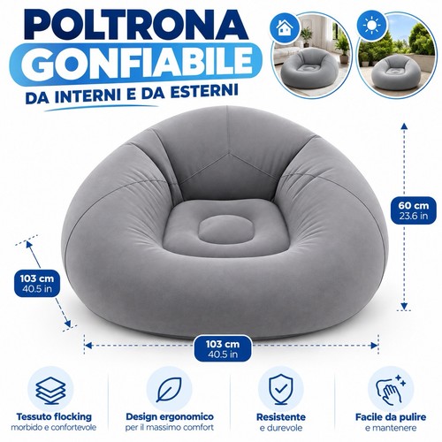 Poltrona gonfiabile grigia - gonfiabile,