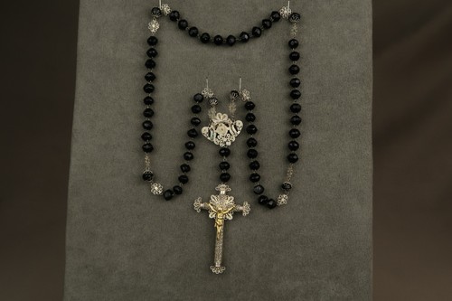 Antica croce rosario perle