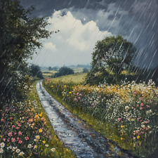 Quadro olio Rainy Country Lane