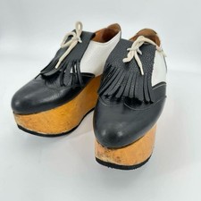 Scarpe da golf Vivienne Westwood cavallo a dondolo in pelle bianco nero 24 cm US7