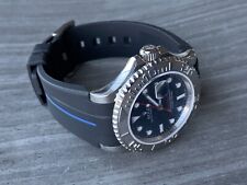 Cinturino in gomma vulcanizzata svasato NERO 20mm per orologi Rolex ceramica striscia BLU
