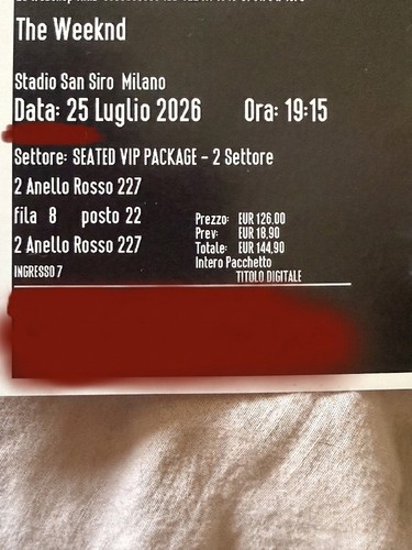 Vendo biglietto vip package - biglietto,